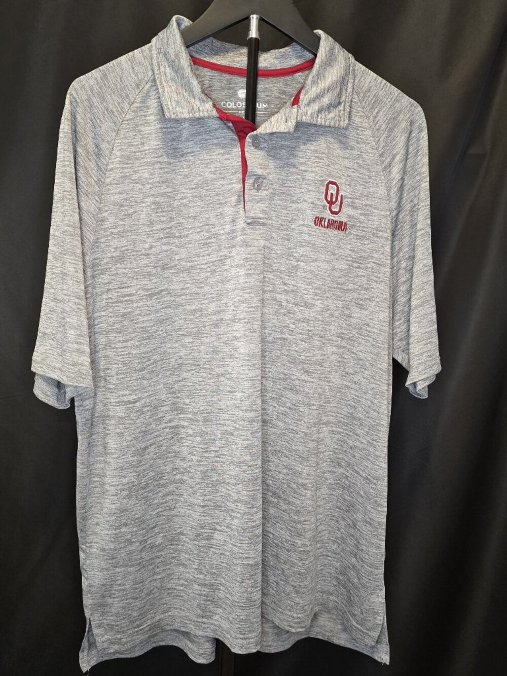 Colosseum Oklahoma Sooners Heather Gray Athletic Polo Shirt Men's Large